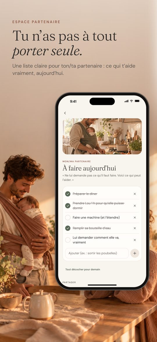 Tu n’as pas à tout porter seule : l’espace partenaire